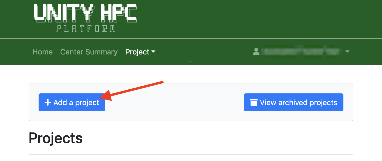 allocation portal create project button